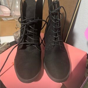Elegant Black Lace-Up Boots for Women